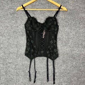 Black Victoria’s‎ Secret Lace Merrywidow Size Small Floral